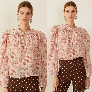 NWT Alix of Bohemia Annabel Camellia Floral Puffed Women's Shirt Size: Medium